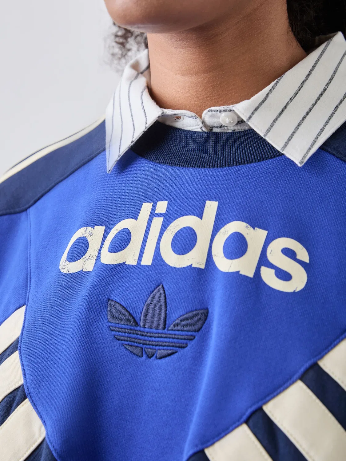 Свитшот с графическим принтом, оверсайз, adidas Originals, синий — фото 4