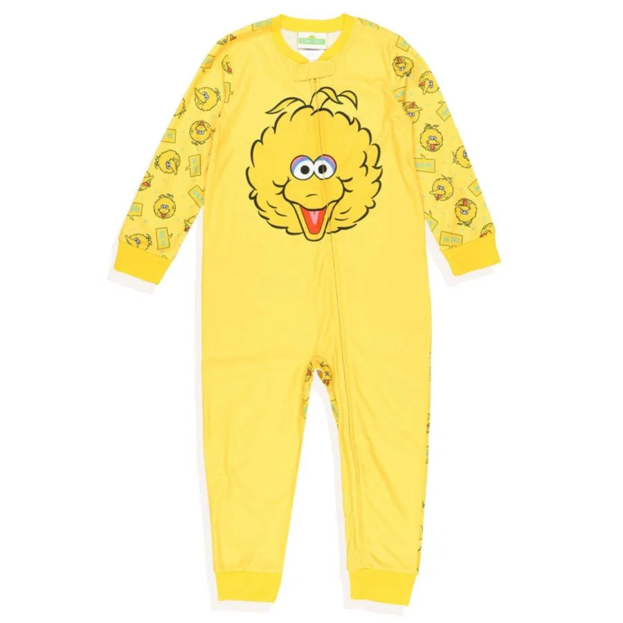 Детская пижама-комбинезон без стоп с принтом Big Bird Sesame Street, Yellow — фото 3