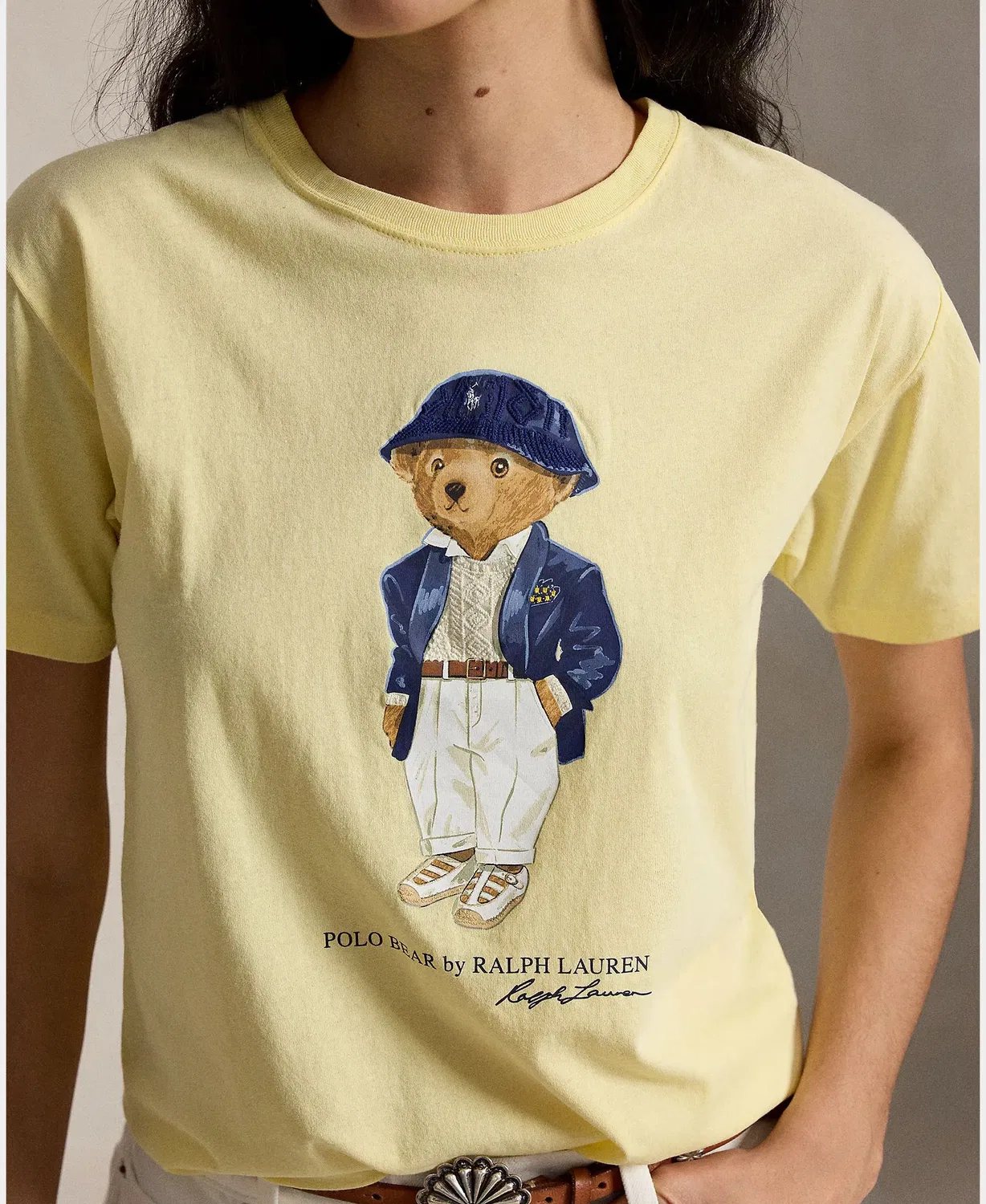 Женская футболка хлопковая с принтом Polo Bear Polo Ralph Lauren, Yellow — фото 3