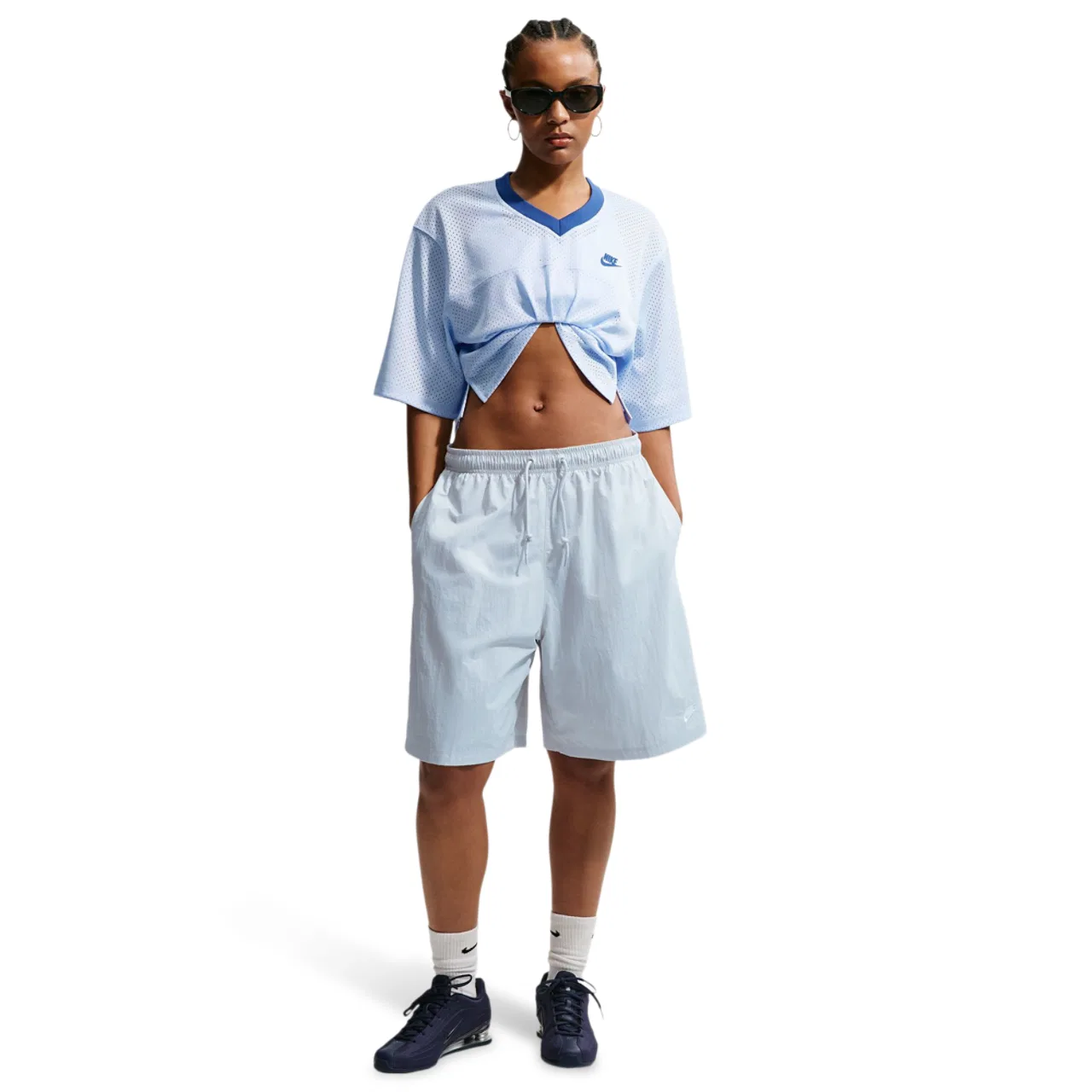 Джерси женское Heritage Festival Crop Mesh Nike, цвет Hydrogen Blue/Mystic Navy — фото 3