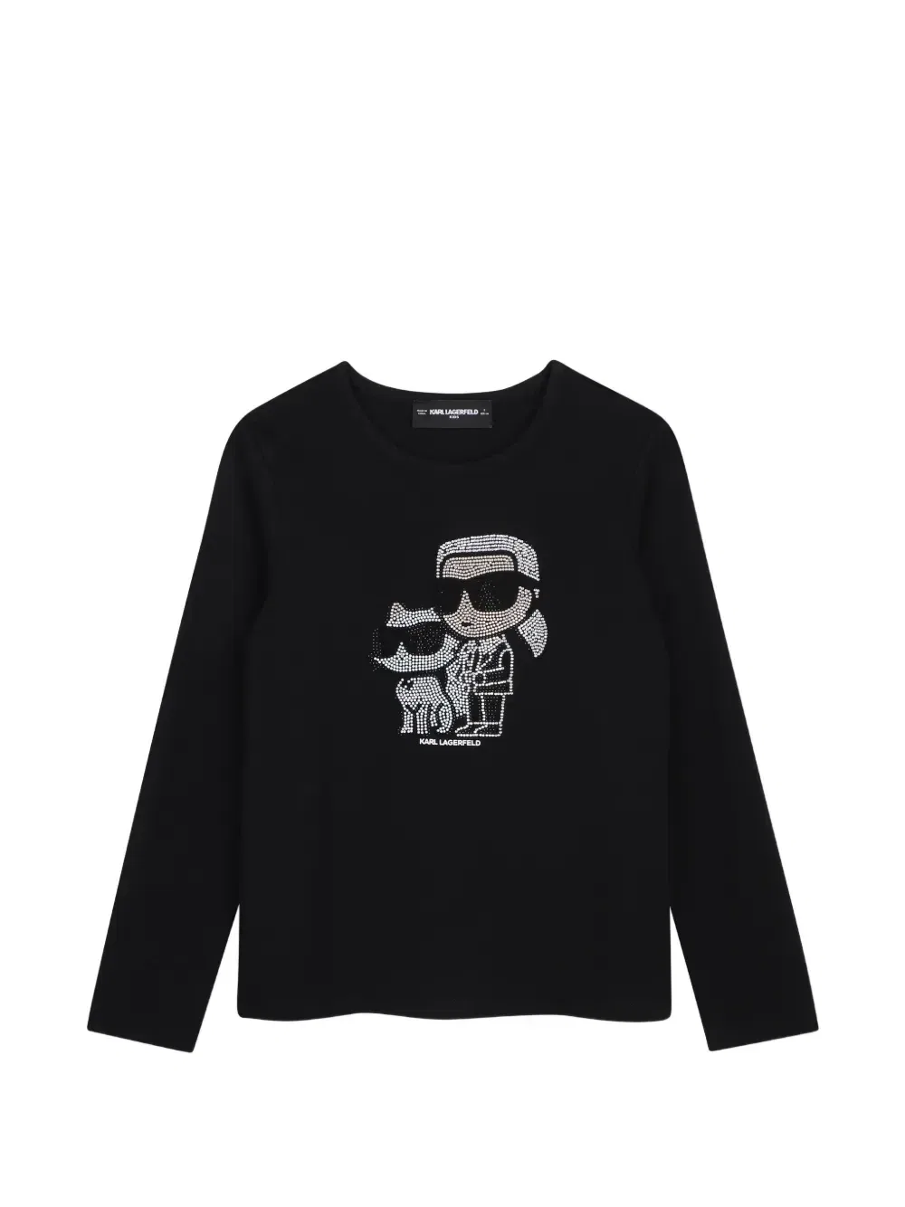 Футболка с длинными рукавами и стразами Karl Lagerfeld Kids, черный