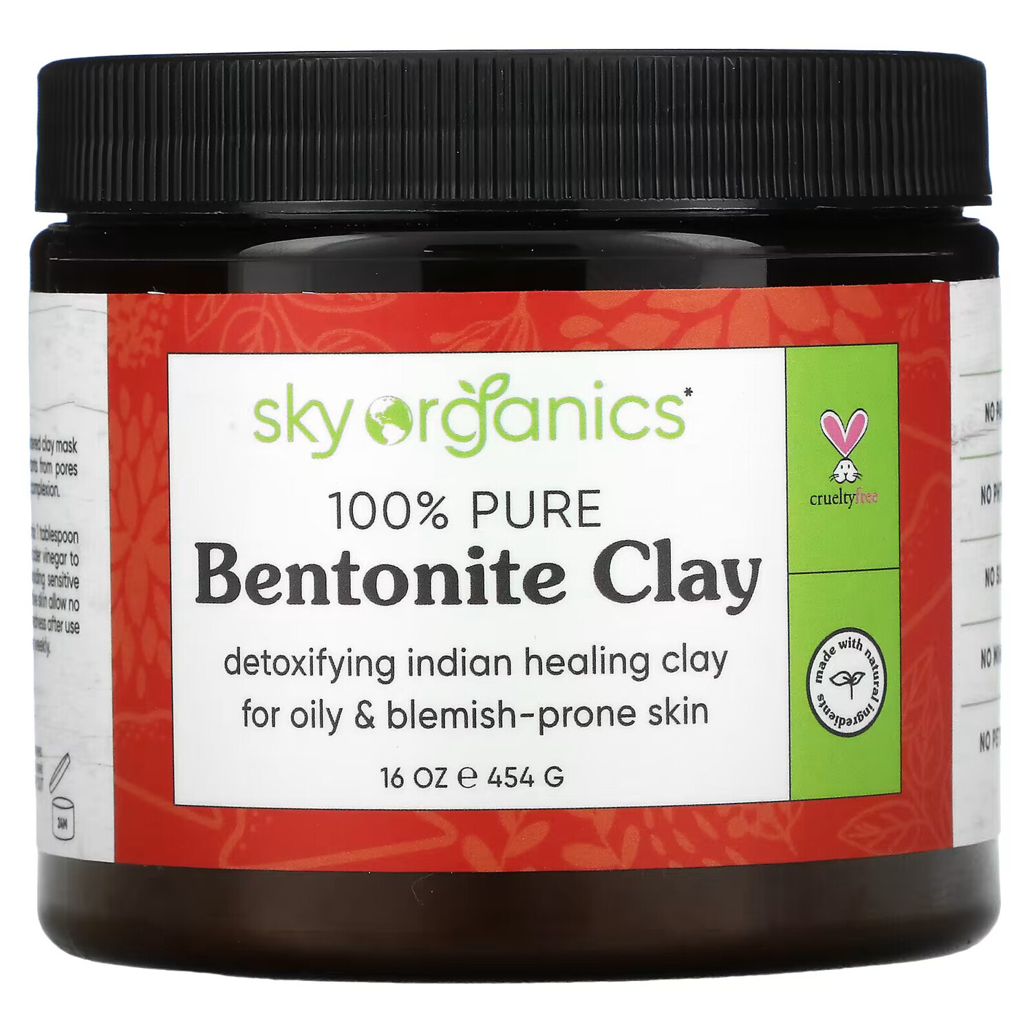 

Sky Organics, 100% чистая бентонитовая глина, 454 г (16 унций)