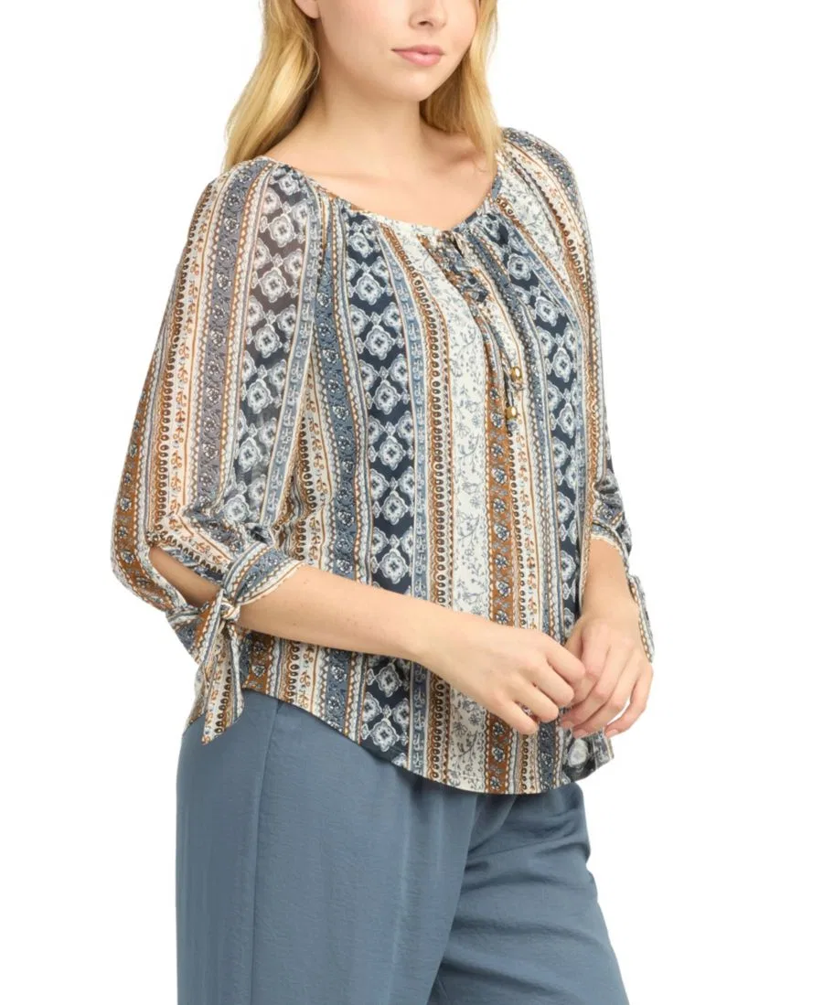 Блуза-крестьянка с принтом, Juniors' Printed Mesh Peasant Top BCX, Pat D — фото 2