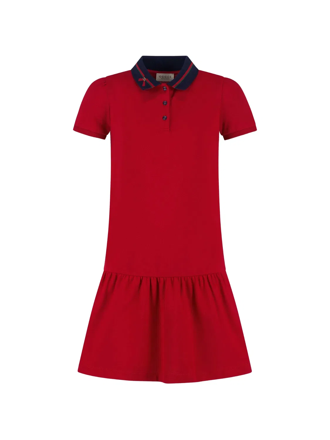 Платье с оборками и отделкой Web Gucci Kids, красный