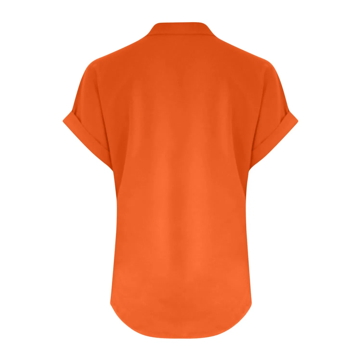 Женская блуза-туника с коротким рукавом и принтом, хлопок и лен, Orange — фото 4