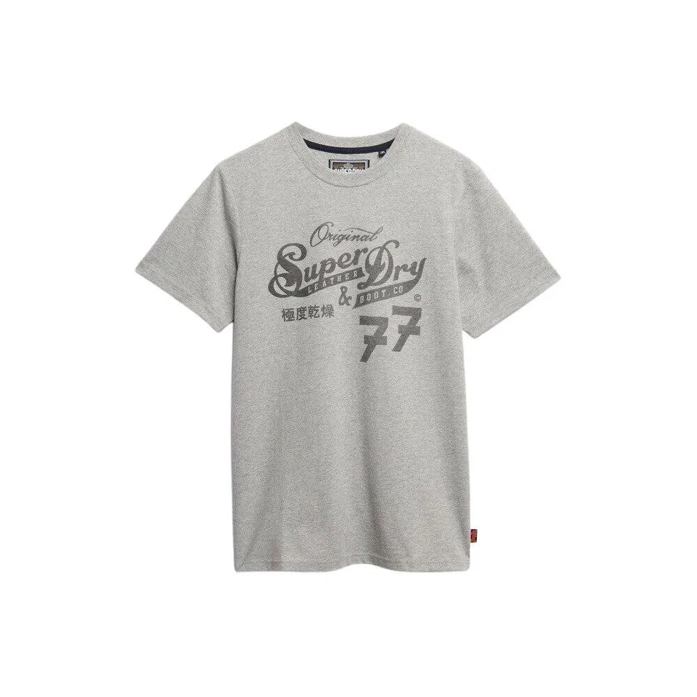 Мужская футболка с принтом Leather & Boot Co Script Superdry, Grau Betongrau