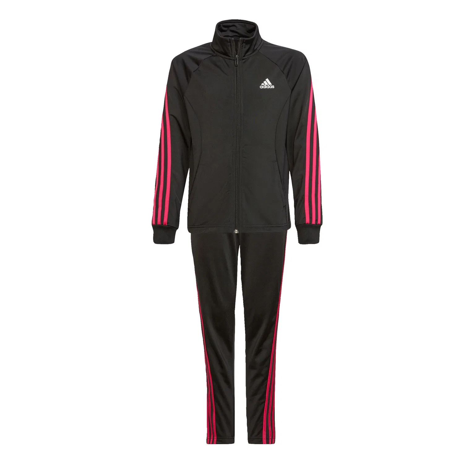 Детский спортивный костюм с принтом 3-Streifen Adidas, Schwarz / Karminrot / Schwarz — фото 2