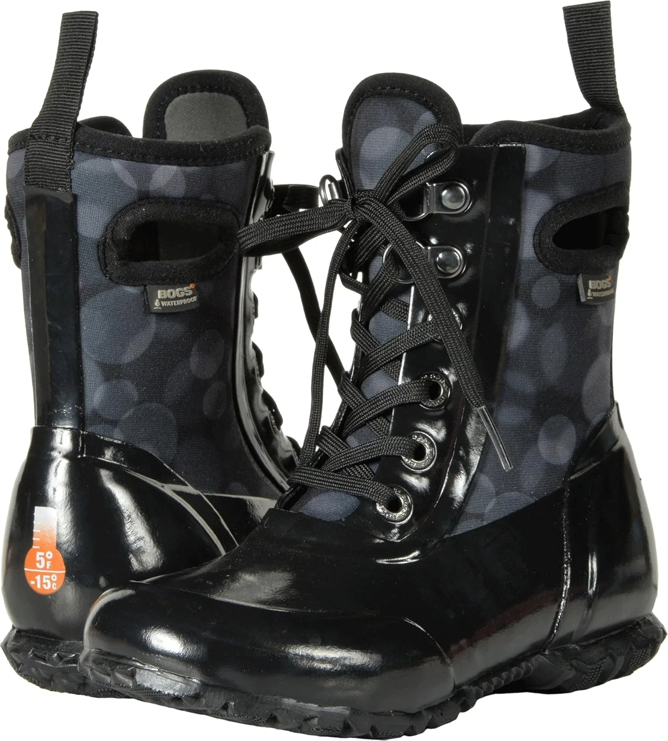 Детские сапоги для девочек водонепроницаемые на шнуровке Sidney BOGS, Black/Multi