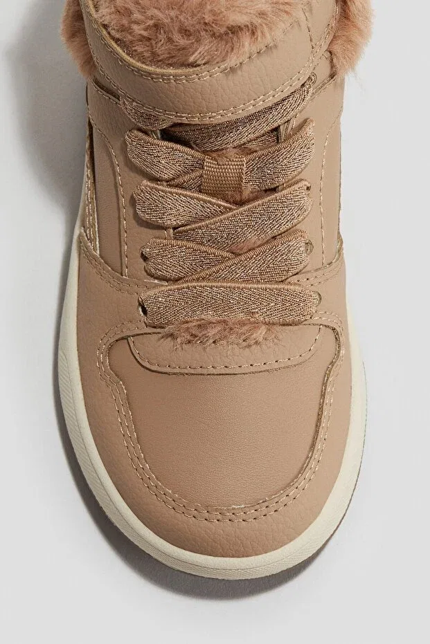 Детские ботинки для девочек с принтом Warm Lined Sneakers H&M, Beige — фото 3