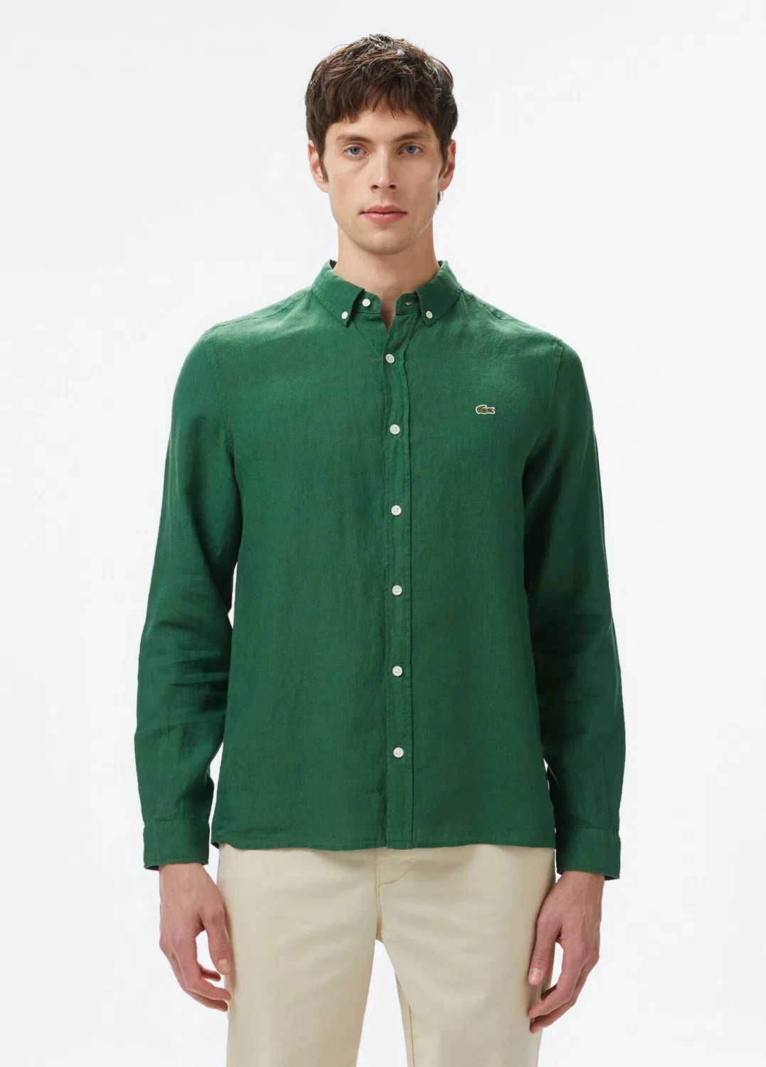 Рубашка Lacoste Regular Fit с длинным рукавом, темно-зеленый