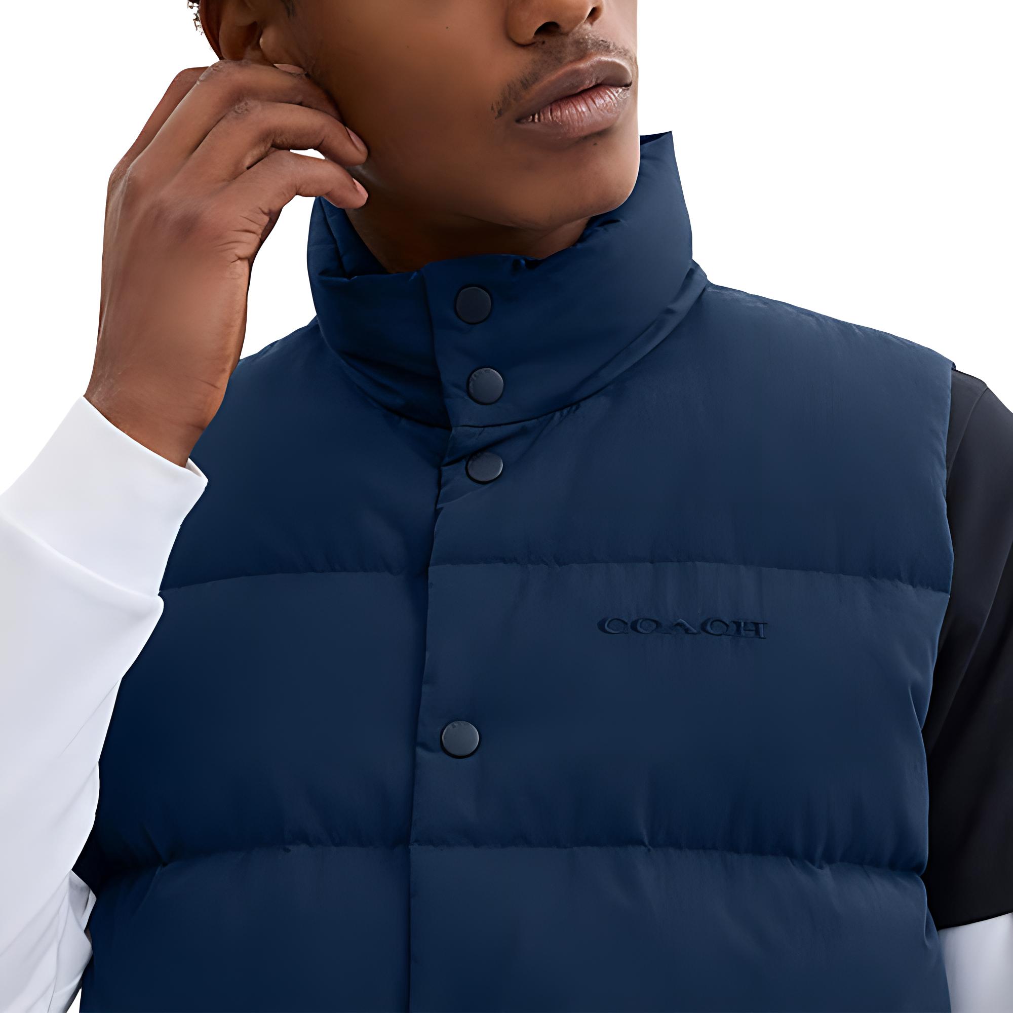 

Куртка пуховая SS24 мужская синяя COACH, морской синий