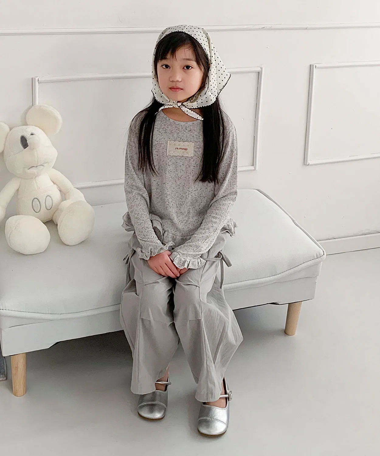 Детские широкие штаны с принтом Side Ribbon Tired aimoha, Navy — фото 4