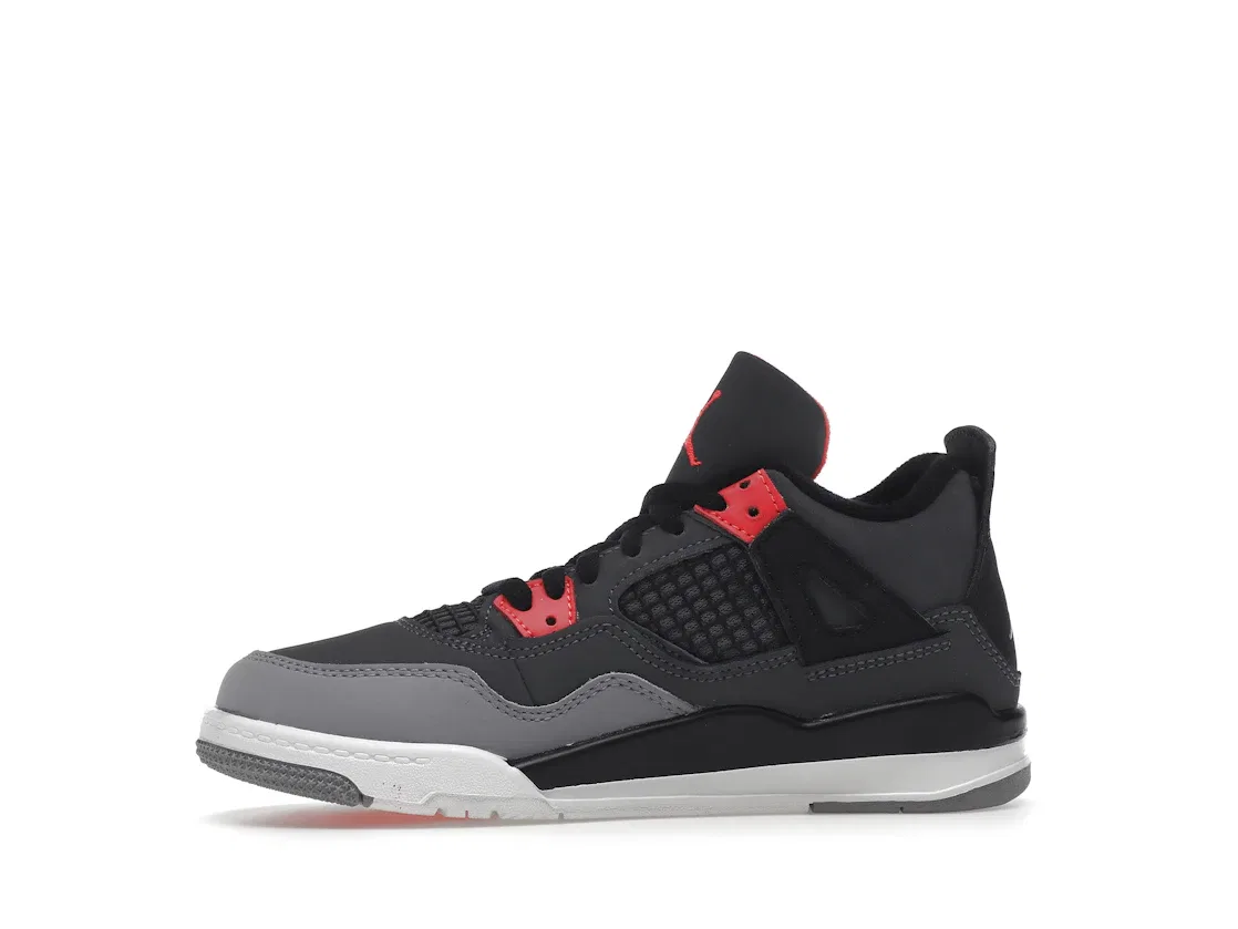 Детские кроссовки из нубука Jordan 4 Retro, Dark Grey/Infrared 23-Black-Cement Grey — фото 3