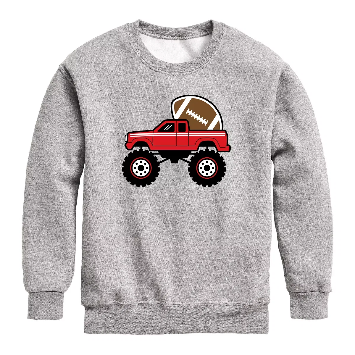 Детский свитшот для мальчиков с принтом Monster Truck Football Instant Message, Athletic Heather