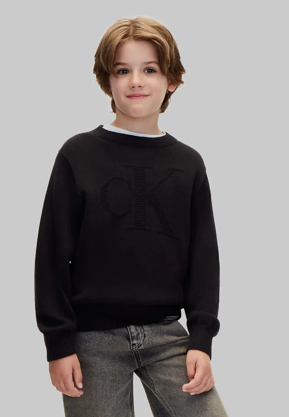 Детский вязаный джемпер с логотипом - джемпер Calvin Klein Jeans, Pvh Black — фото 2