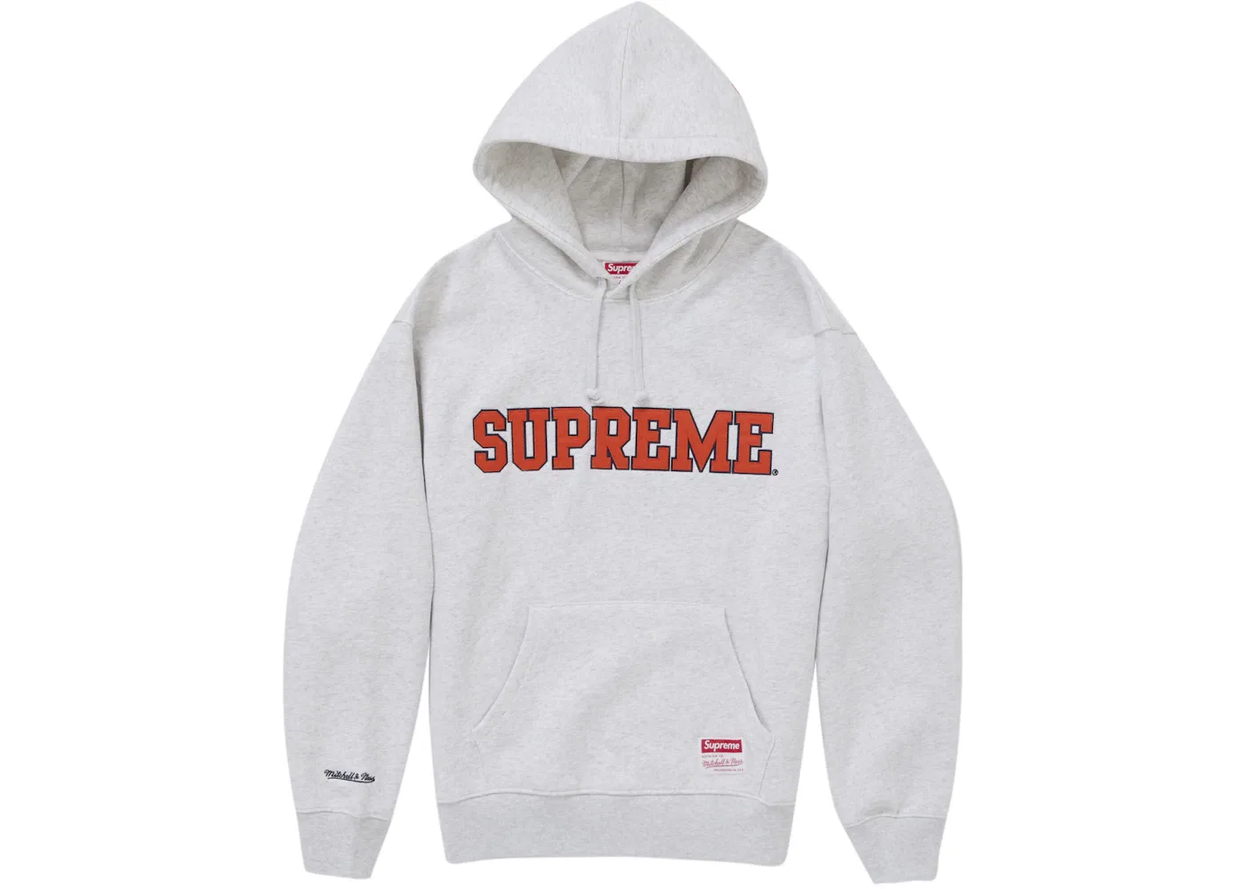 Мужской худи с принтом Supreme Mitchell & Ness NCAA, Ash Grey