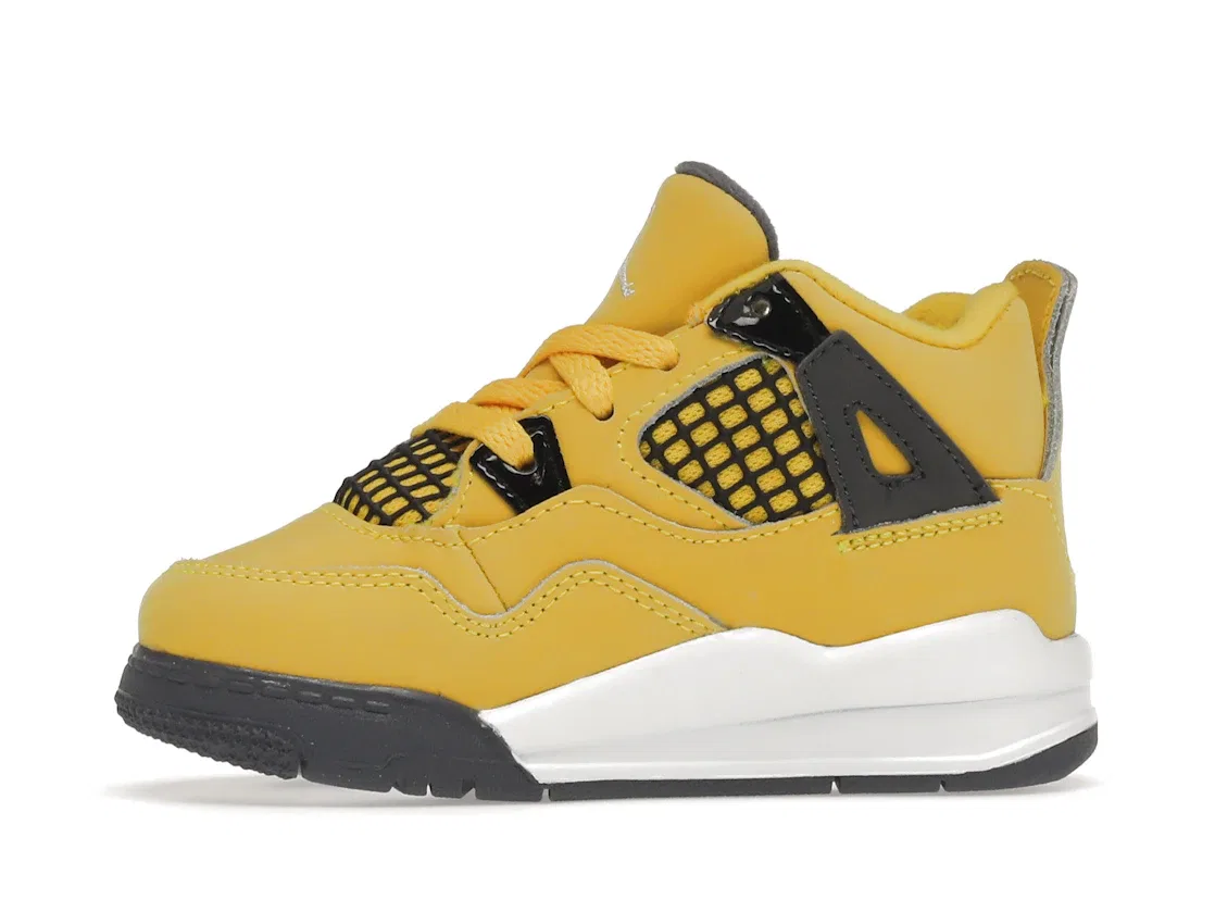 Детские кроссовки с верхом из нубука Jordan 4 Retro, Tour Yellow/White-Dark Blue Grey — фото 3