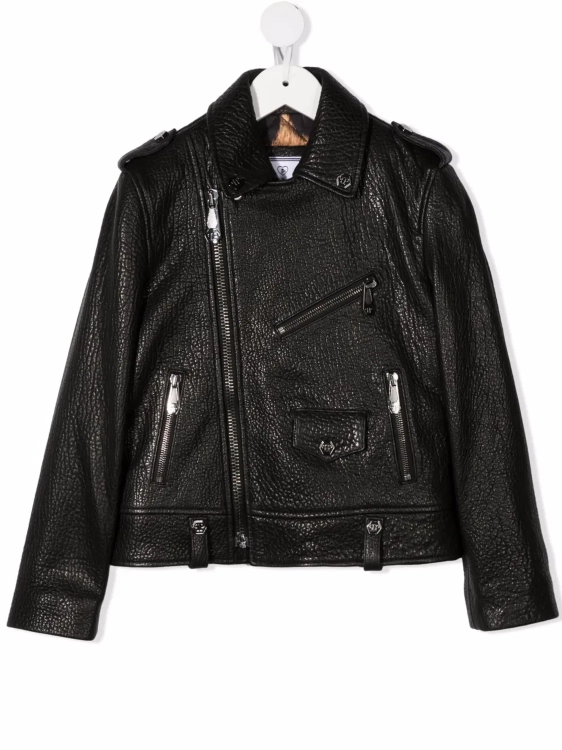 Куртка байкерская из кожи ягненка Philipp Plein, черный