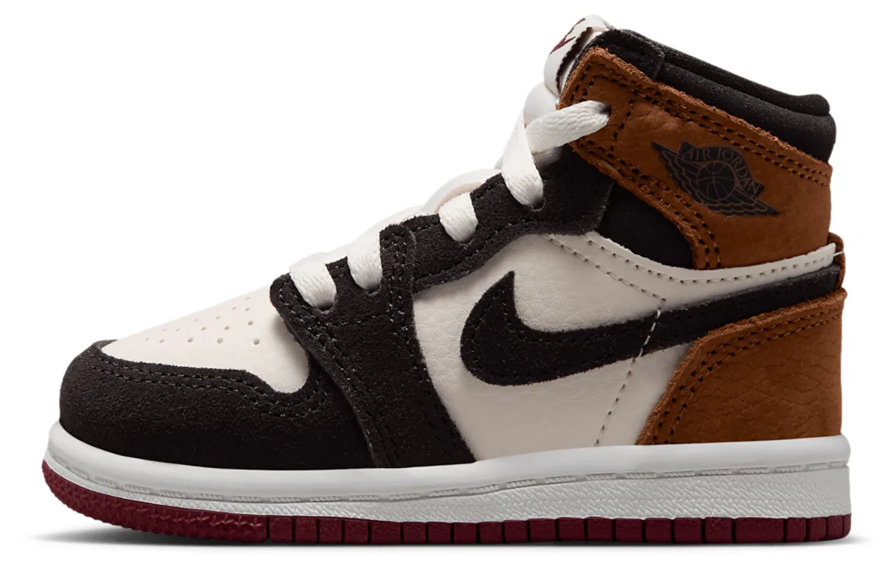 Детские кроссовки для мальчиков с высоким верхом Jordan Retro 1 High OG Jordan, Shadow Brown Soft Pearl Light British Tan — фото 2