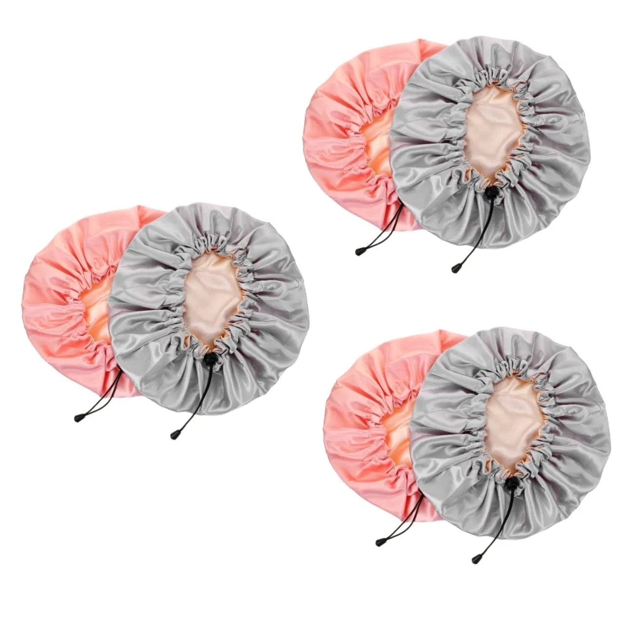 Набор шапочек для душа двойной слой, 6 шт, FRCOLOR, Pink-Grey