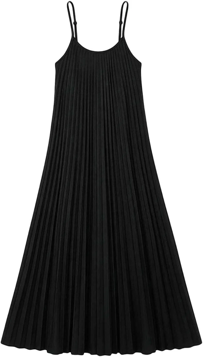Женское пляжное платье с открытой спиной и плиссировкой, Black — фото 4