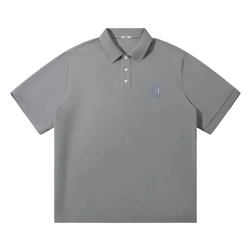 Детское поло с принтом MINISO, Light Gray (Ma Gothic Visual Chest Logo)