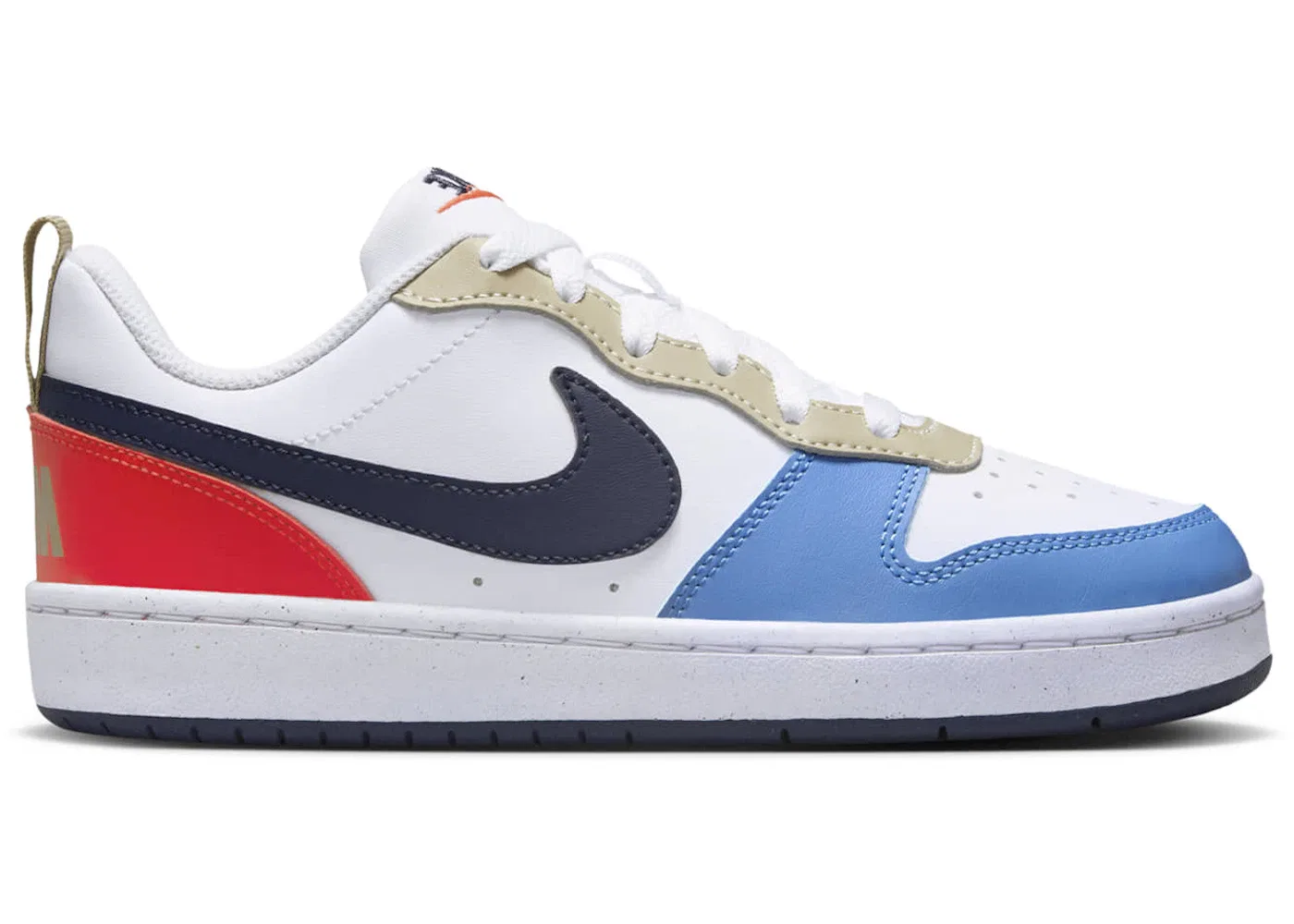 Детские кроссовки Lifestyle с низким верхом Nike Court Borough Low Recraft, White Light Crimson Blue Beyond Thunder Blue