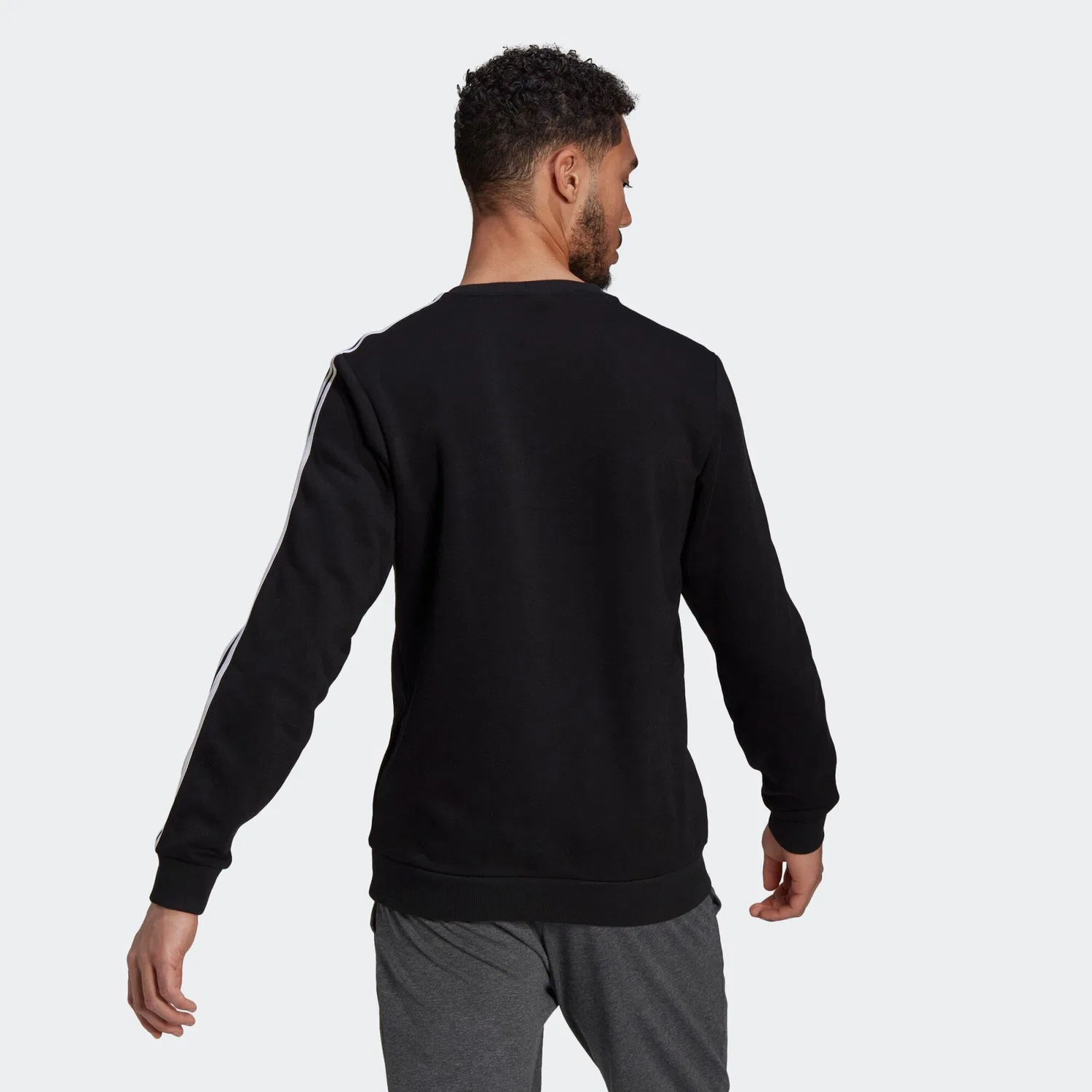 Мужской свитшот с принтом Essentials Fleece 3-Streifen Adidas, Schwarz Weiss — фото 4