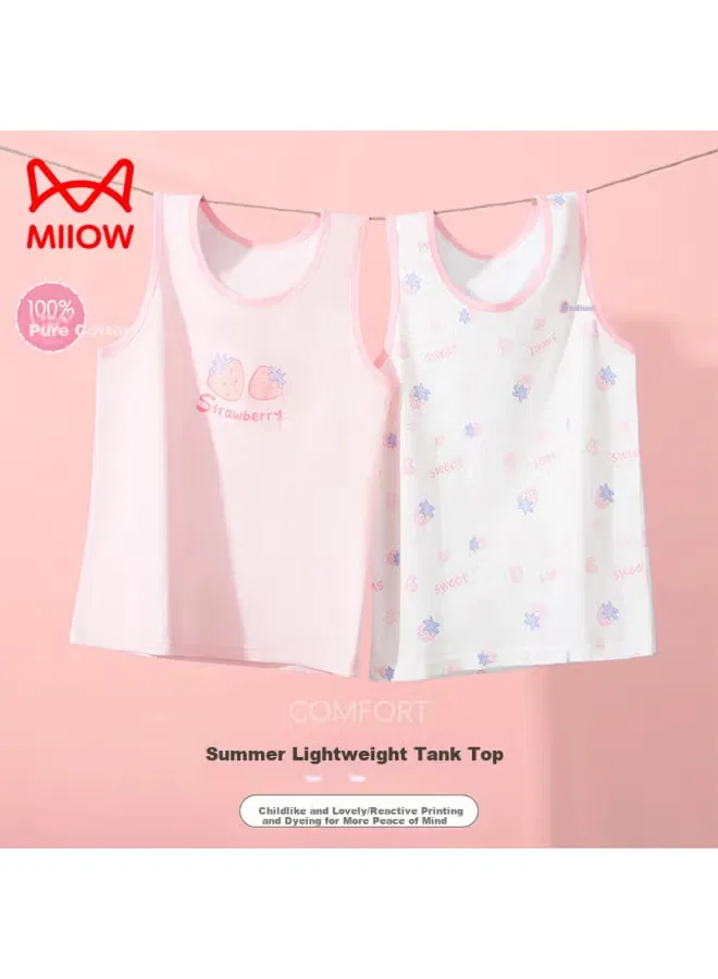 Майка детская тонкая хлопковая для девочек 2-pack Miiow, розовый — фото 4