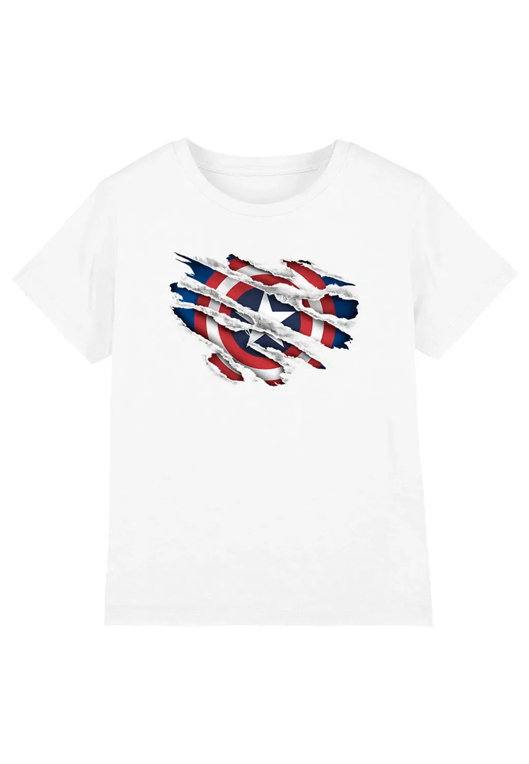Футболка с разрывами хлопковая Marvel Captain America, White