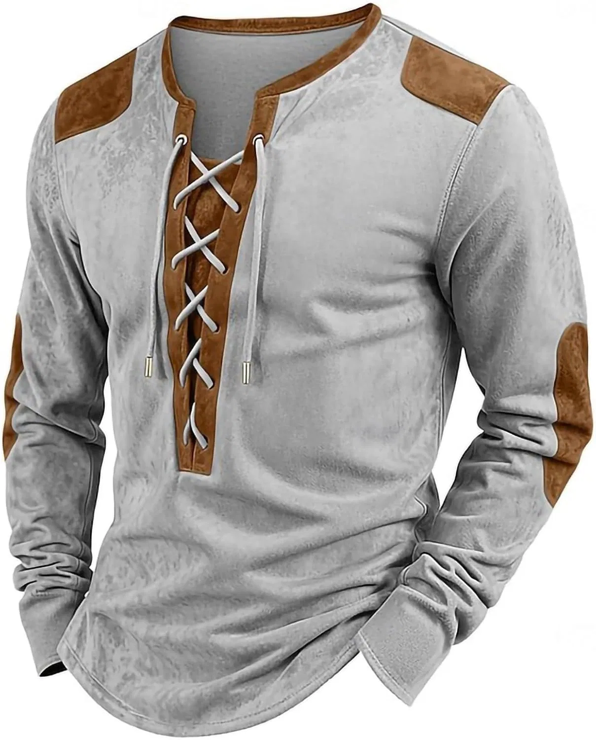 Мужская футболка с длинным рукавом Henley Slim Fit, Gray