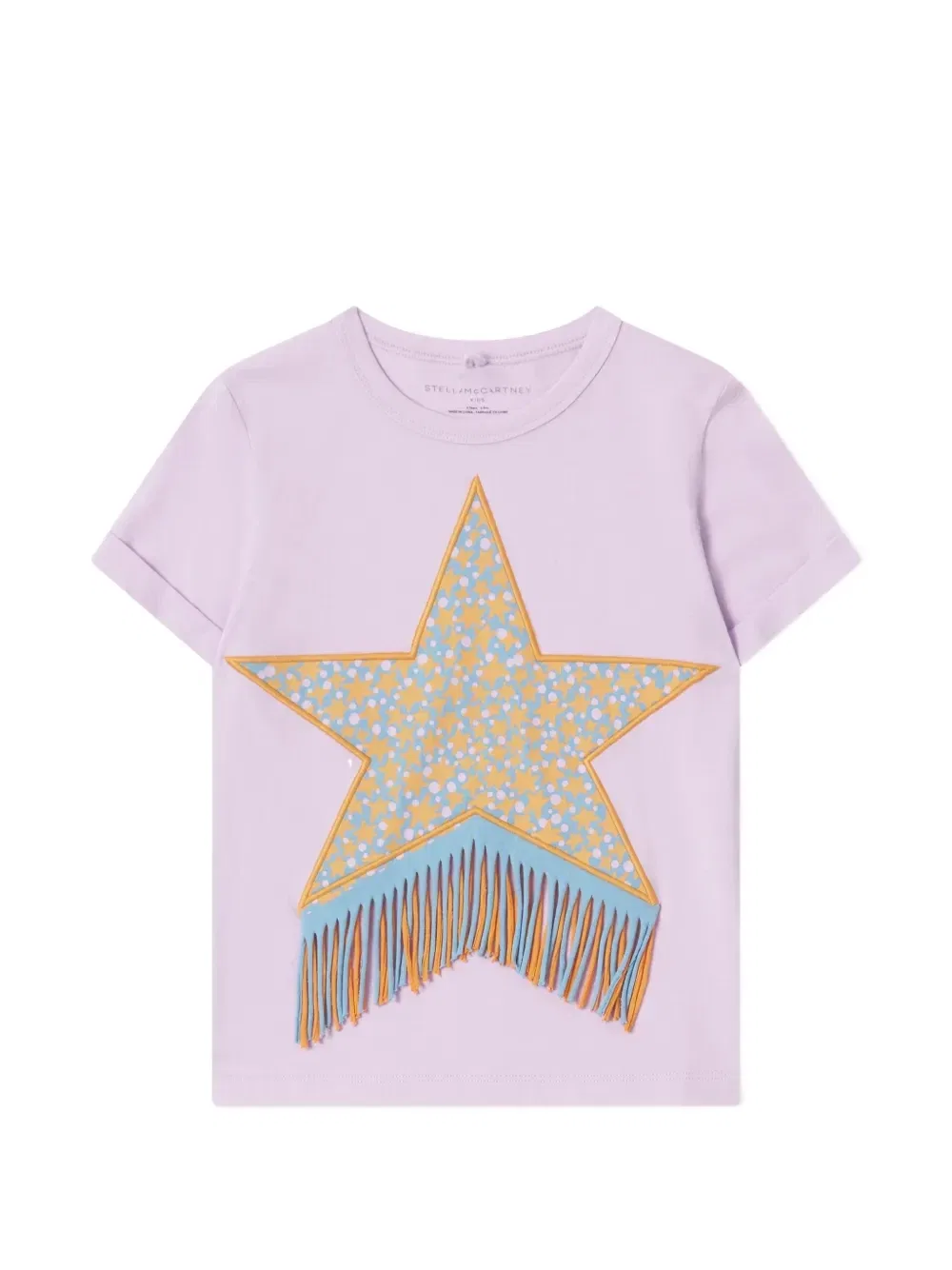 Футболка с бахромой и звездным принтом Stella McCartney Kids, фиолетовый