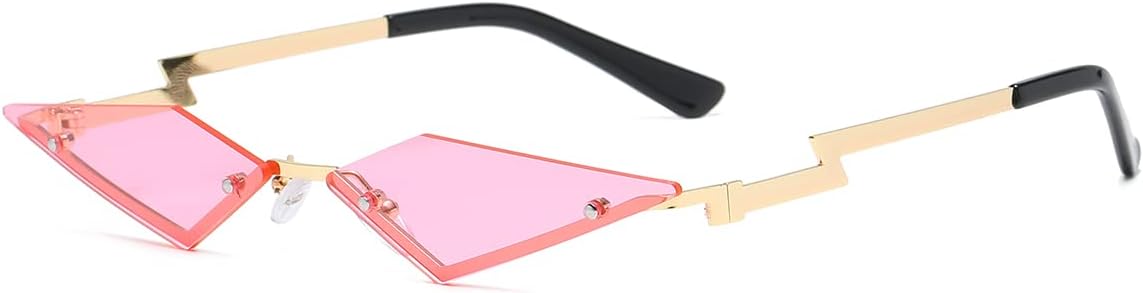 

Солнцезащитные очки JOVAKIT без оправы в форме ромба для женщин и мужчин, модные многоугольные солнцезащитные очки в металлической оправе, для рейв-вечеринок и Хэллоуина, 04 Pink