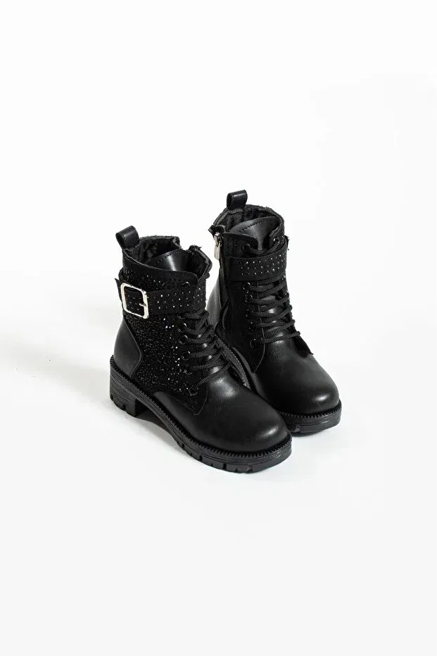 Детские ботинки для девочек на платформе Galya Shoes, Black Leather Suede — фото 2