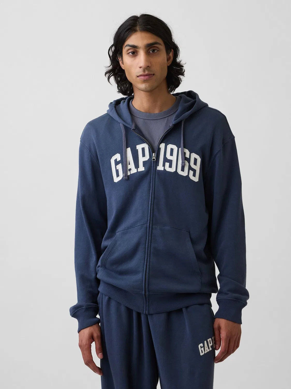 Худи с капюшоном, двойная молния, Relaxed Fit Gap 1969, Navy