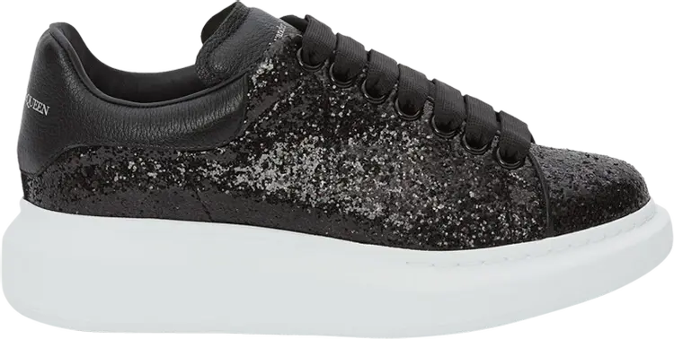 Кроссовки Alexander McQueen Wmns Oversized Sneaker Black White Glitter, черный