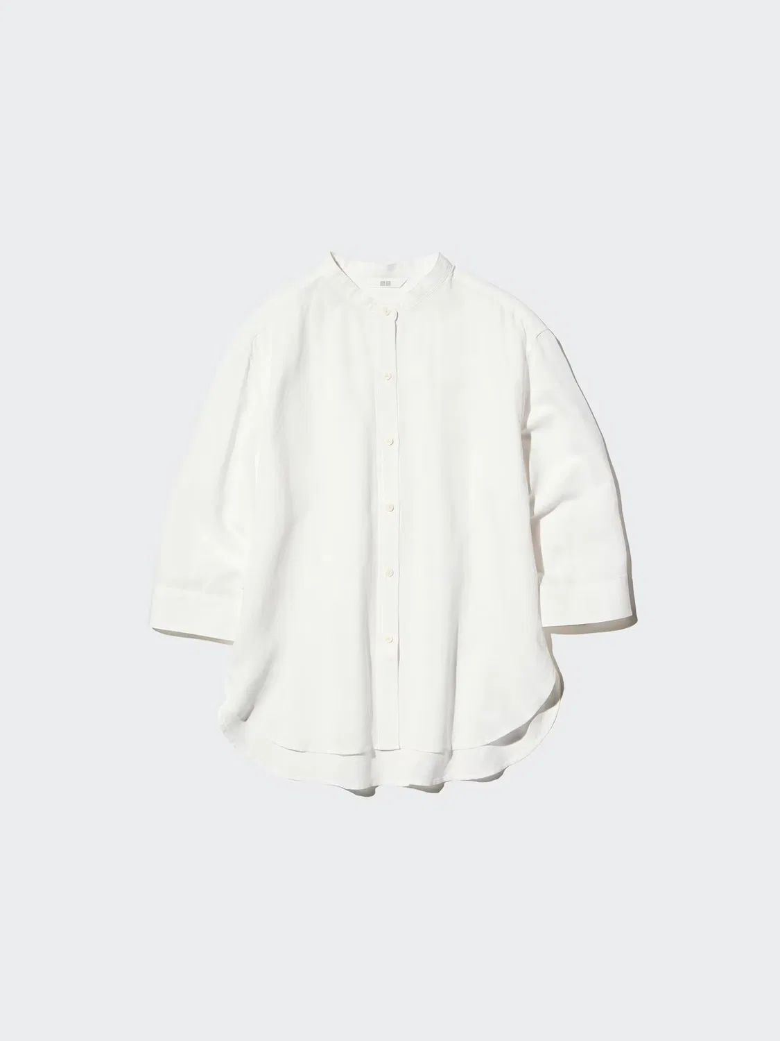 Рубашка Uniqlo, с воротником-стойкой, рукав 3/4, кремовый