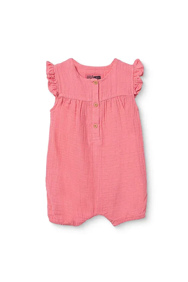 Детский комбинезон для девочек с коротким рукавом Ebebek Hello Baby, Dark Pink