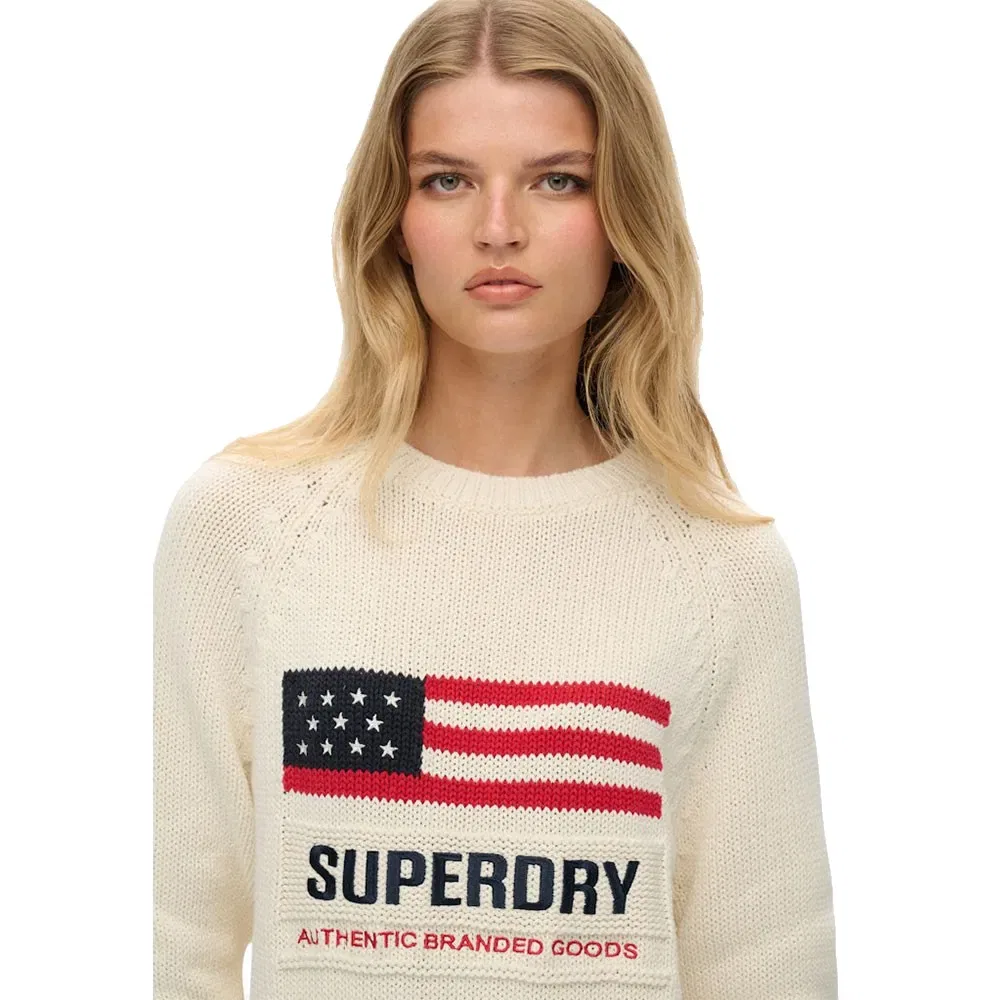 Свитшот Americana Crew Knit Superdry, бежевый — фото 4
