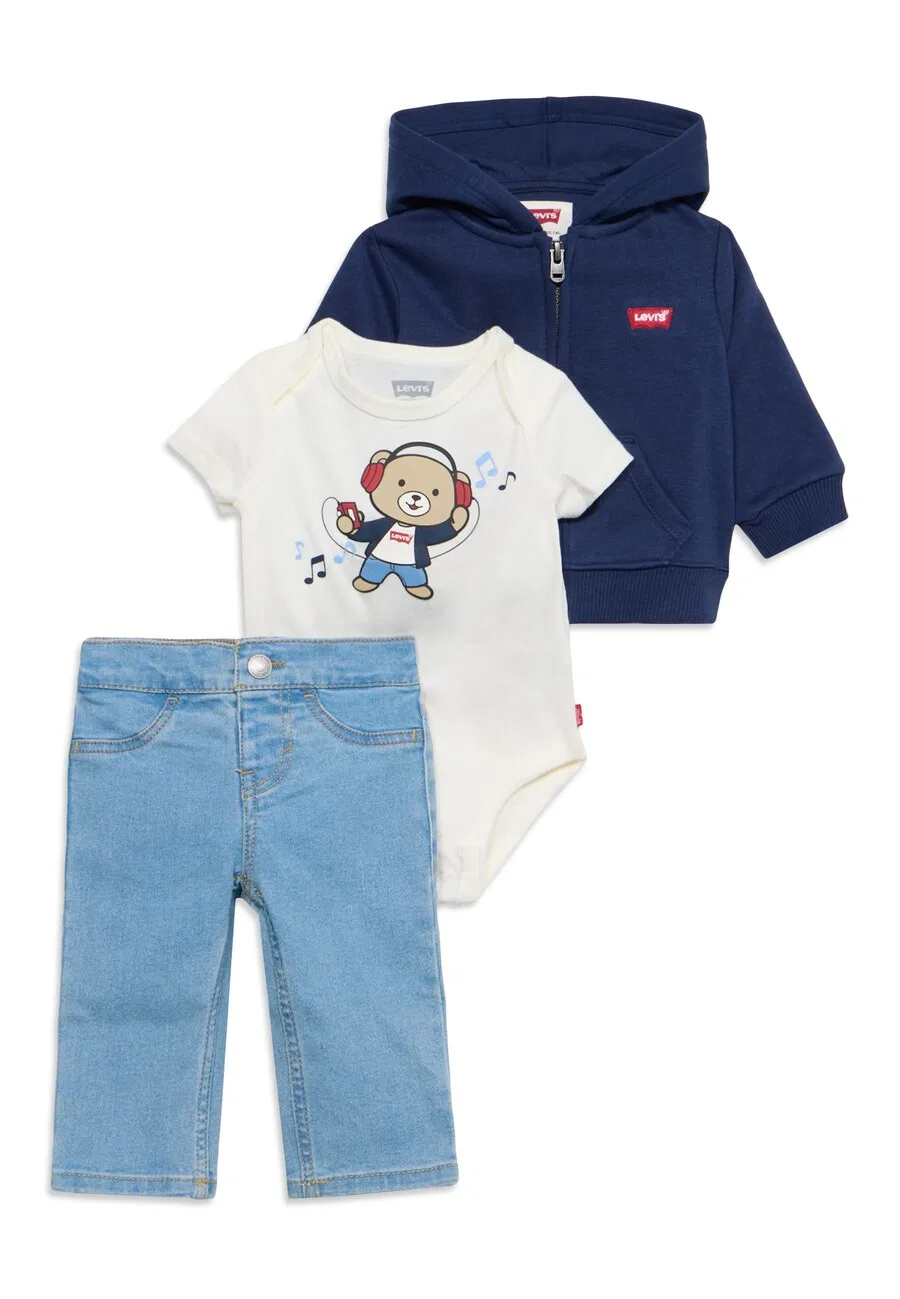 Детский комплект Levi's Kids в цветах экрю, темно-синий и светло-голубой
