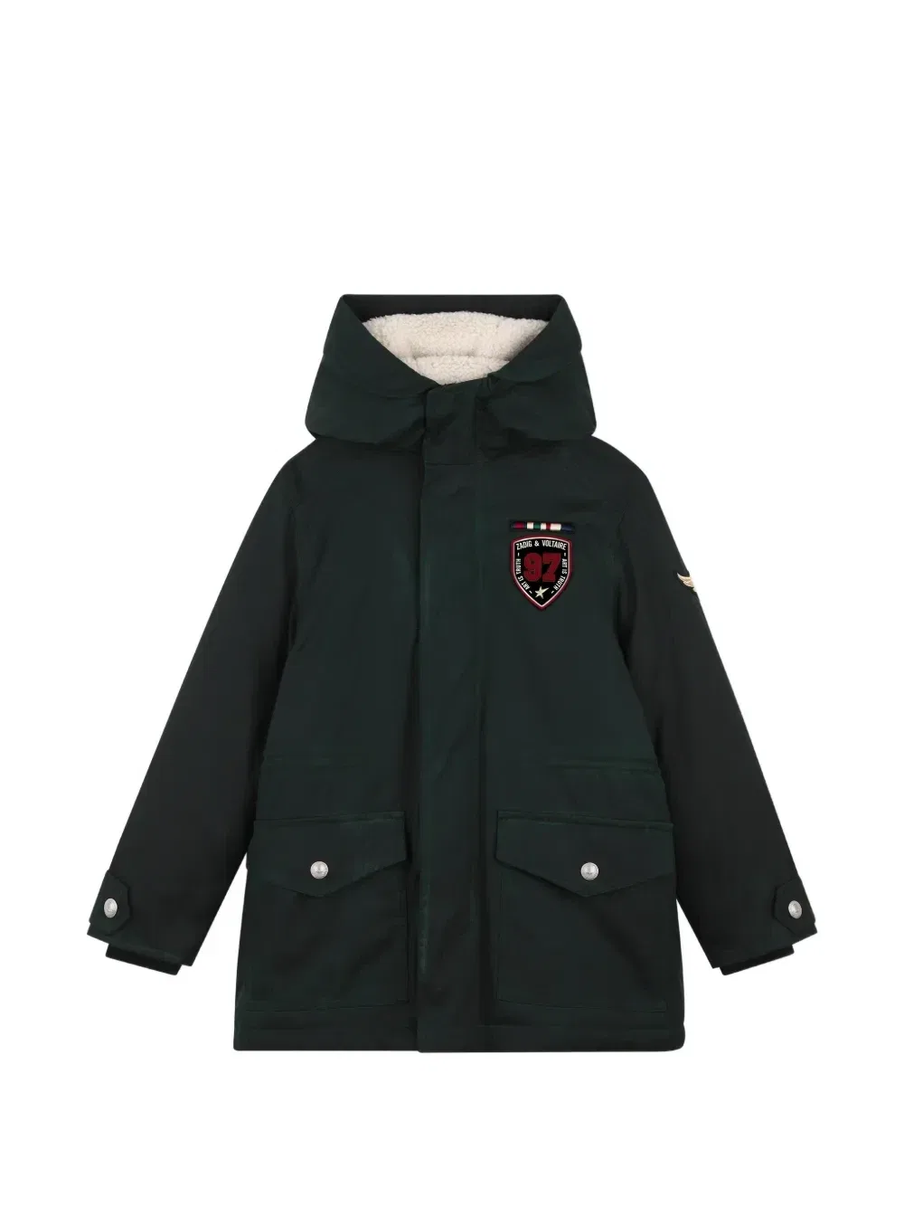 Парка с капюшоном и нашивкой-логотипом Zadig & Voltaire Kids, зеленый
