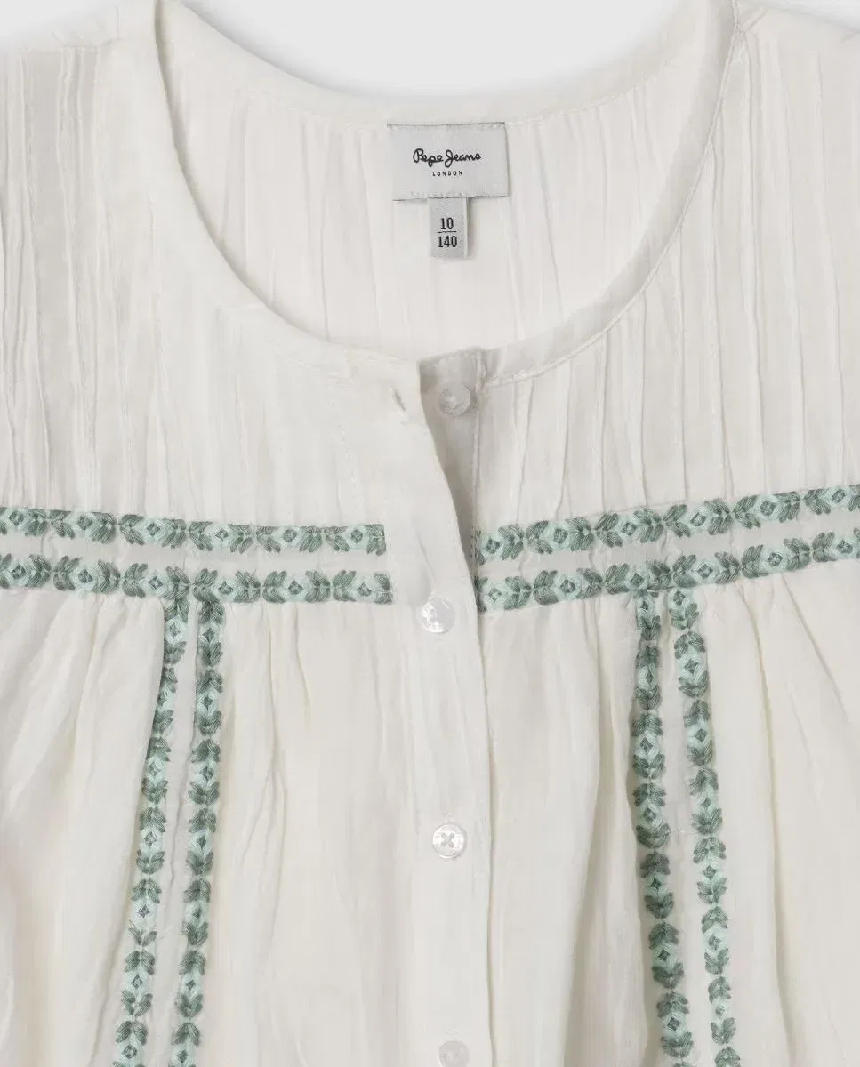 Детская блуза без рукавов с вышивкой Hetty Pepe Jeans, Crudo — фото 3