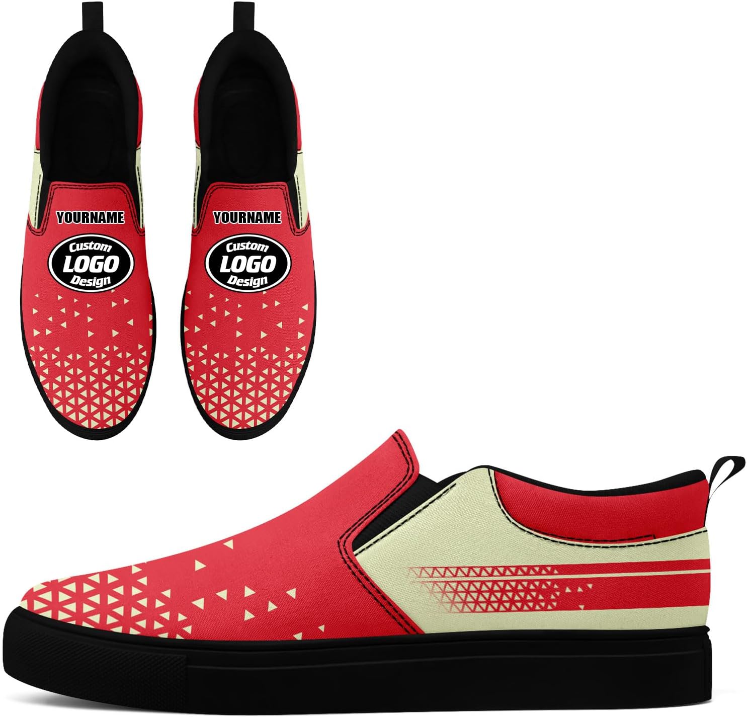 

Кастомизированные корпоративные повседневные слипоны AWSOLE для мужчин и женщин с принтом названия компании и логотипа, удобные кроссовки из холста для прогулок, слоновая кость/черный/розовый