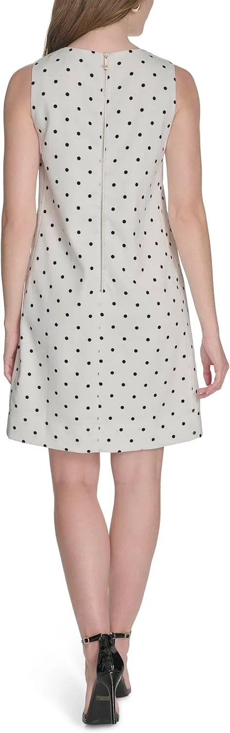 Женское повседневное платье-футляр с горошком Tommy Hilfiger, Ivory/Black — фото 4