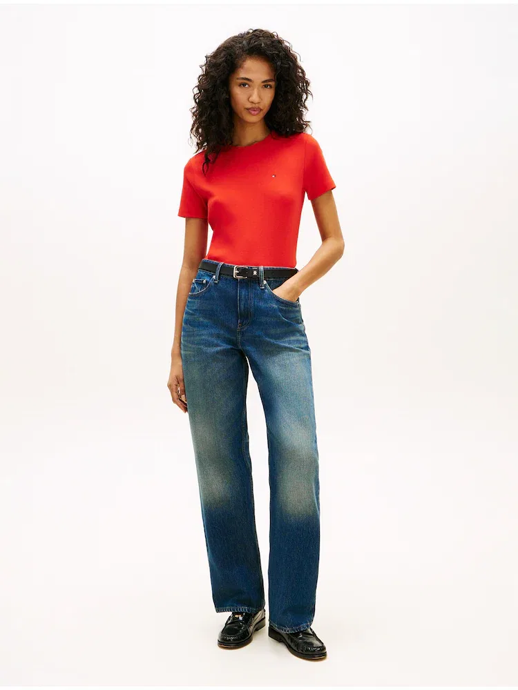 Футболка с длинным рукавом, слим-фит, из рибаны TOMMY HILFIGER, Red — фото 2