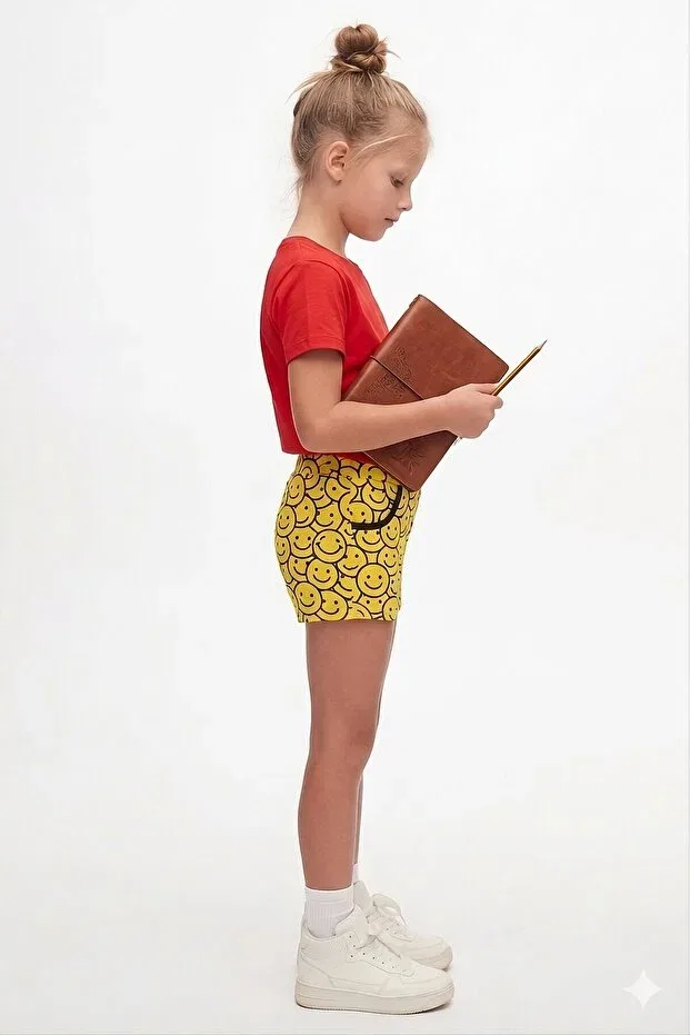 Детские шорты для девочек с принтом Smile pattern Lovetti, Patterned — фото 2