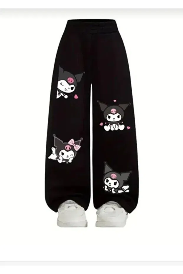 Детские спортивные штаны для девочек с принтом Kuromi Printed Kids, Black