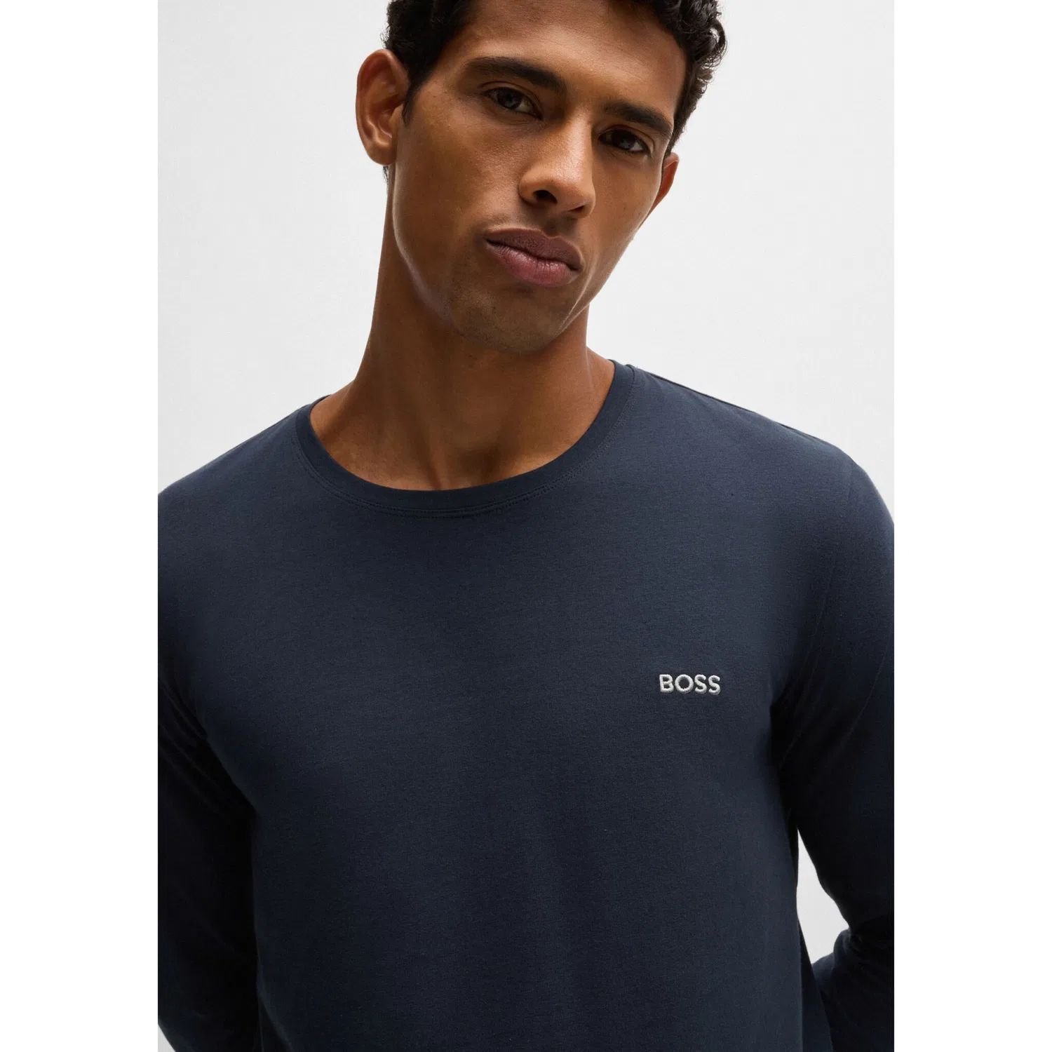Мужская футболка с длинным рукавом с вышивкой BOSS, Dark Blue — фото 3