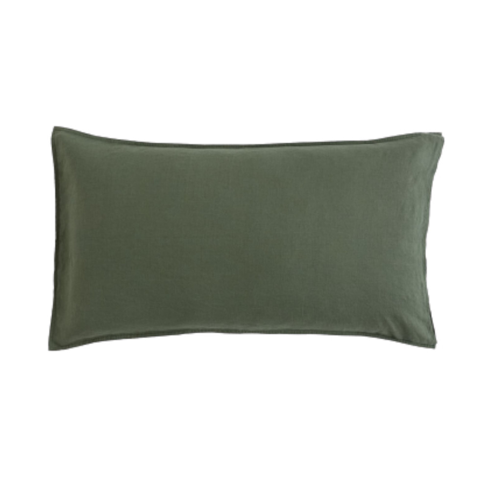 

Наволочка из мягкого стираного льна H&M Home Washed Linen, темно-зеленый