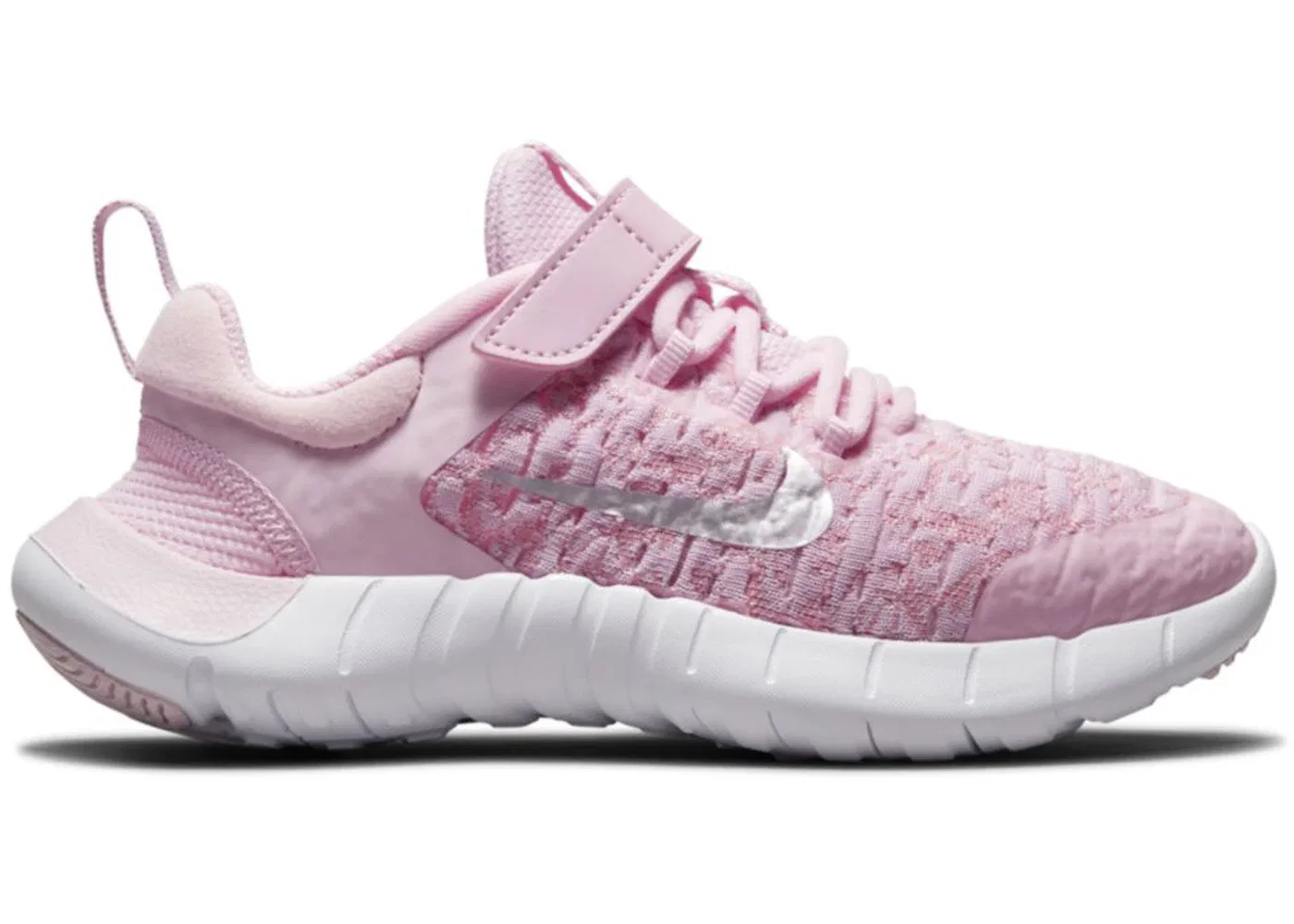 Детские кроссовки с длинным шнурком Nike Free RN 2021 Nike, Pink Foam/White/Pink Glaze/Metallic Silver